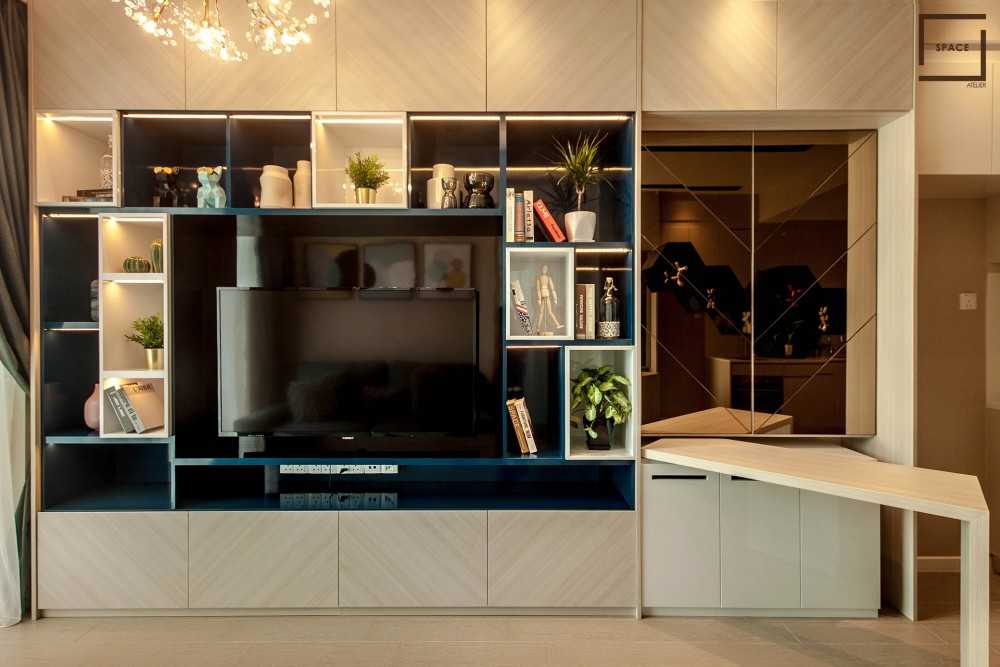 Contemporary Living Room with TV Console and TV