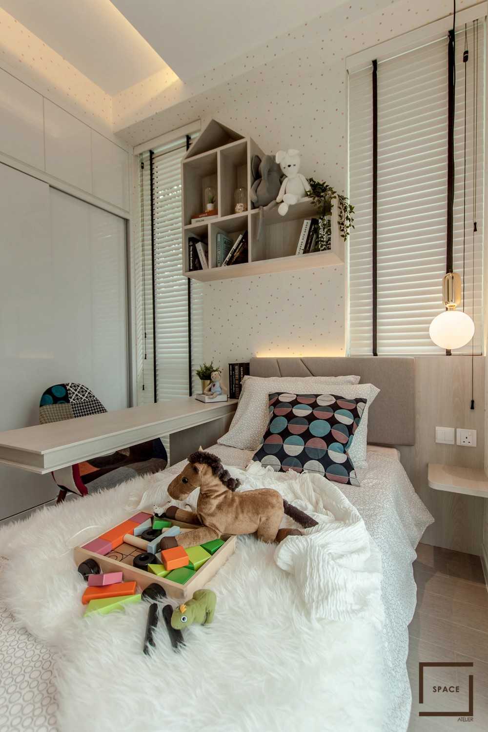 Contemporary Bedroom with Ceiling Light and Wardrobe
