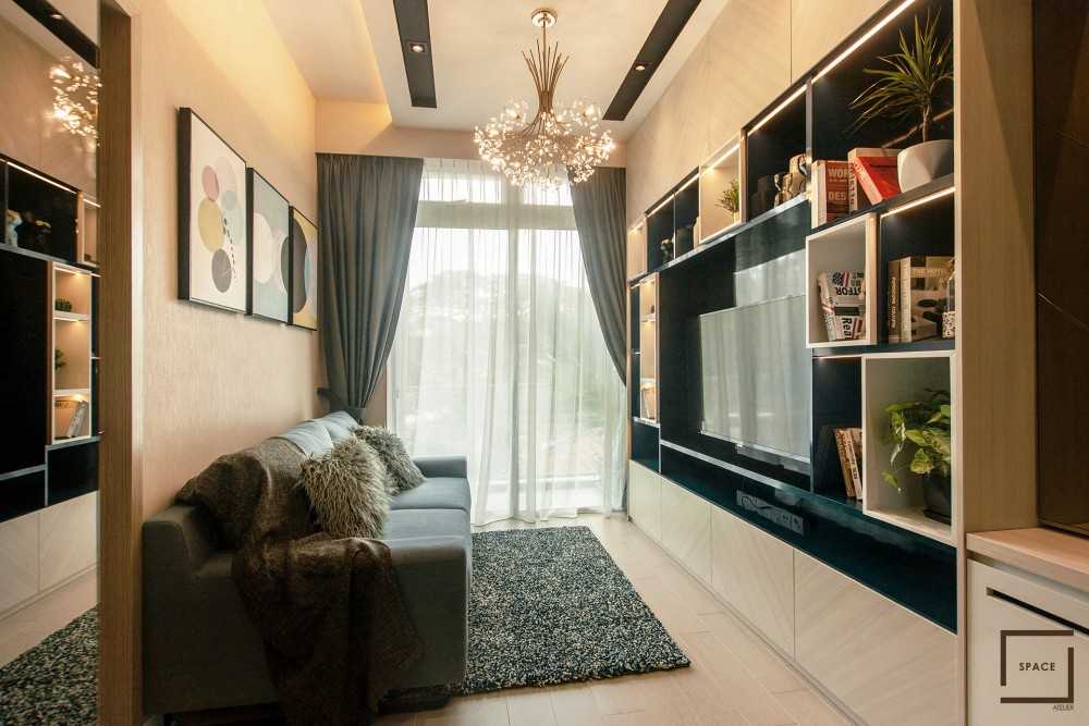 Contemporary Living Room with TV Console and TV