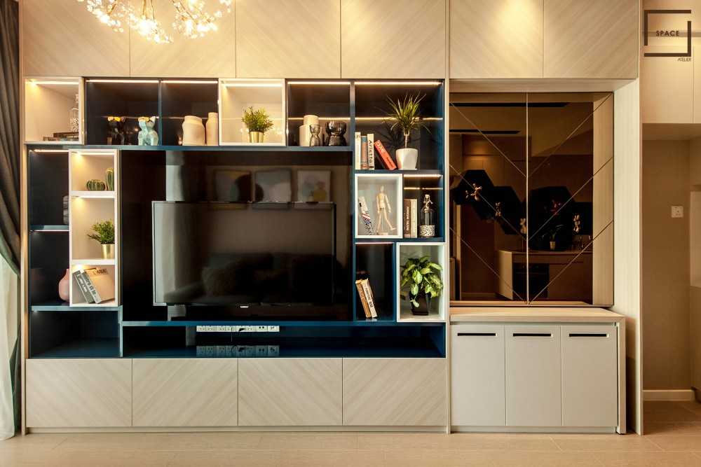 Contemporary Living Room with TV Console and TV