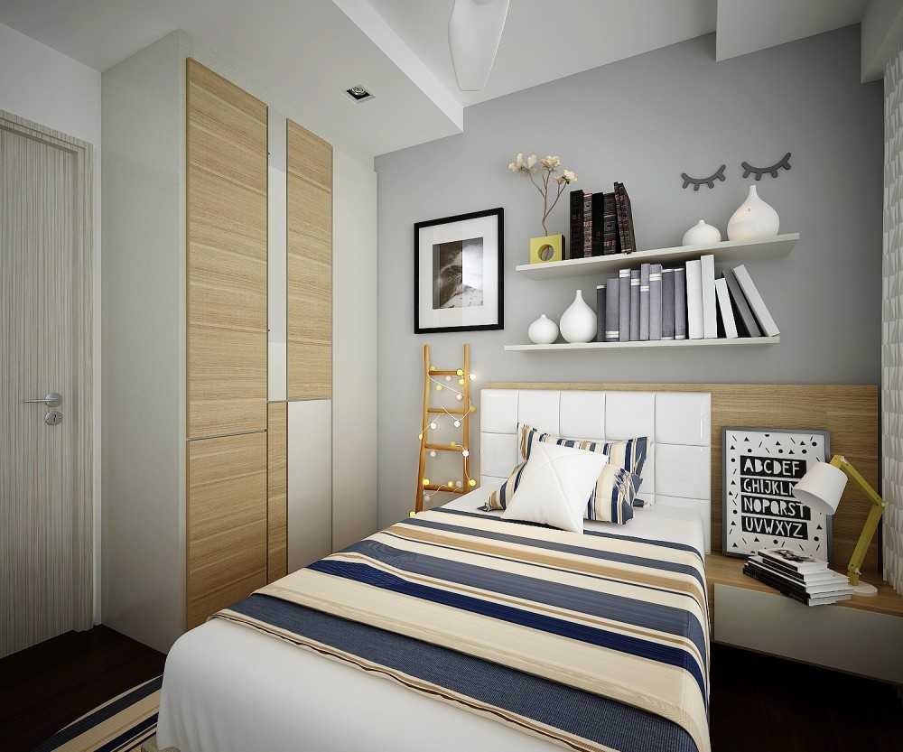 Contemporary Bedroom with Vinyl Flooring and Drop Ceiling