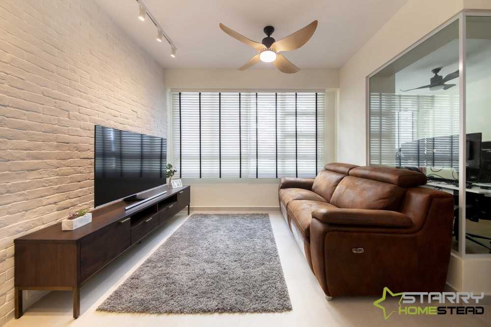 Transitional Living Room with TV Console and Sofa