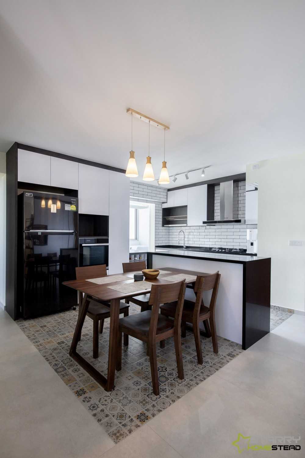 Transitional Dining Room with Kitchen Island and Dining Table
