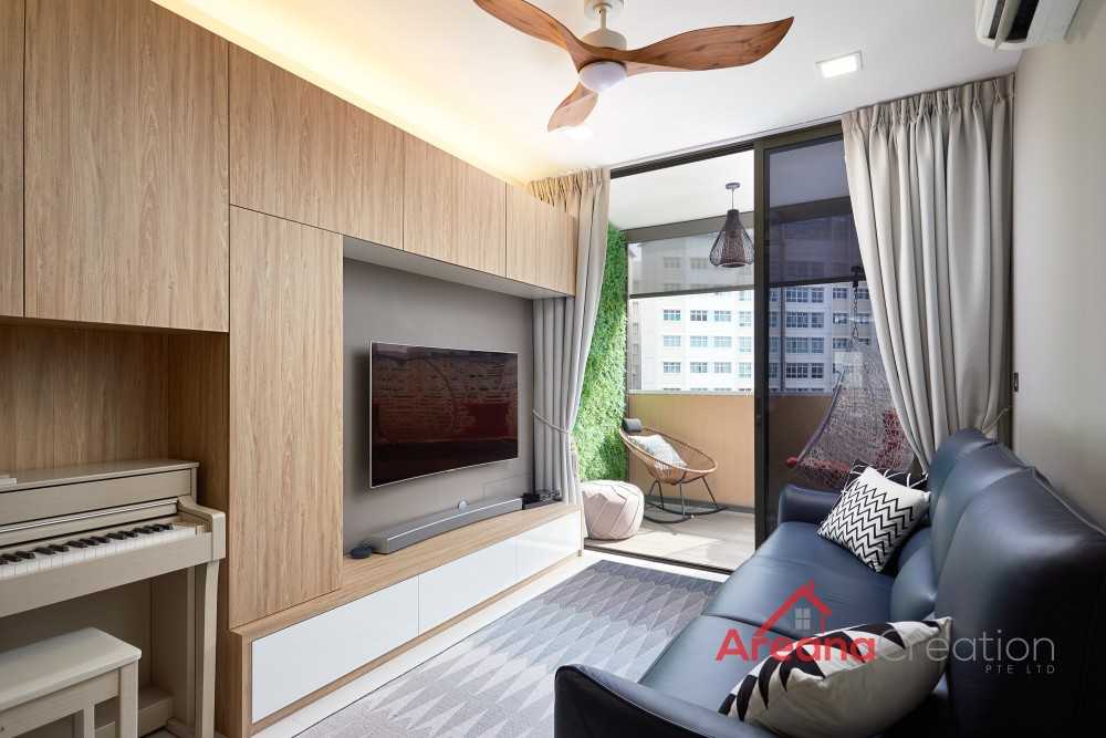 Modern Living Room with Vinyl Flooring and TV Console