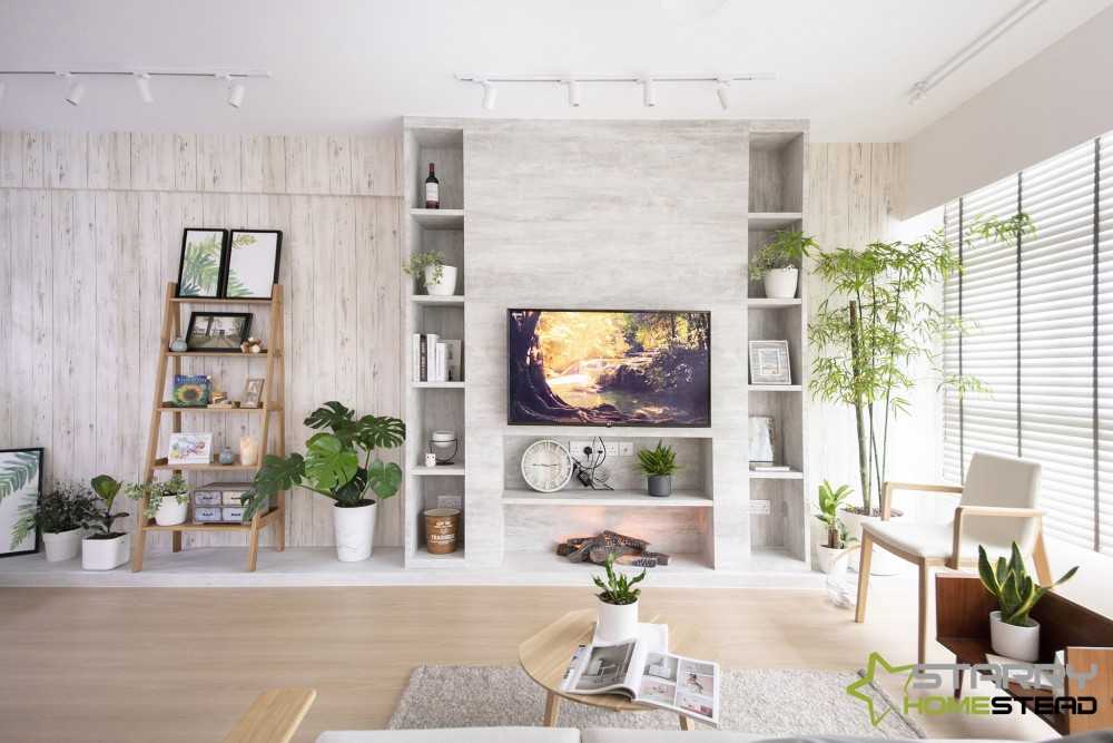 Country Living Room with Feature Wall and Sofa