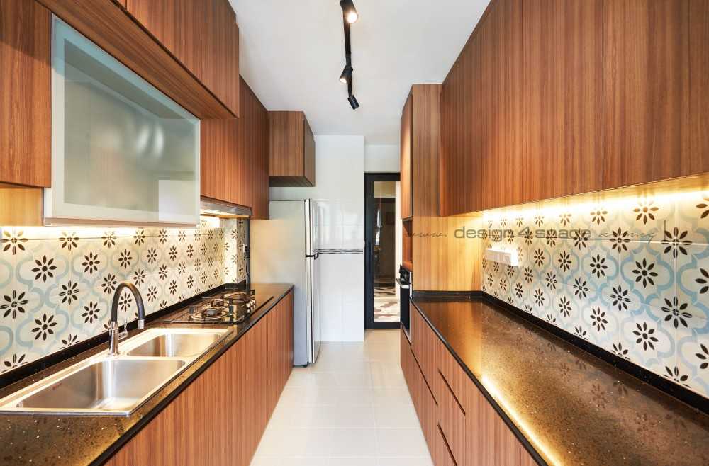 Industrial Kitchen with Herringbone Tiling and Kitchen Window