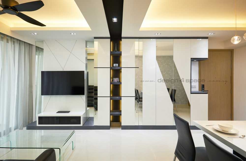 Modern Living Room with Herringbone Tiling and TV Console