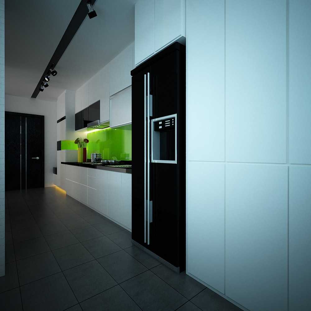 Contemporary Kitchen with Countertop and Kitchen Backsplash