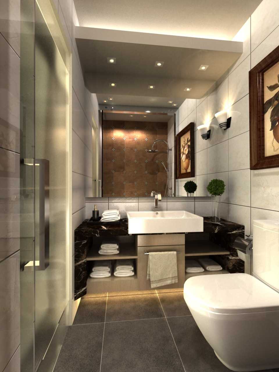 Contemporary Bathroom with Homogeneous Tiles and Mirror