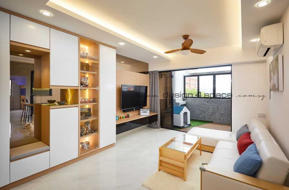 Contemporary Living Room with TV Console and Feature Wall