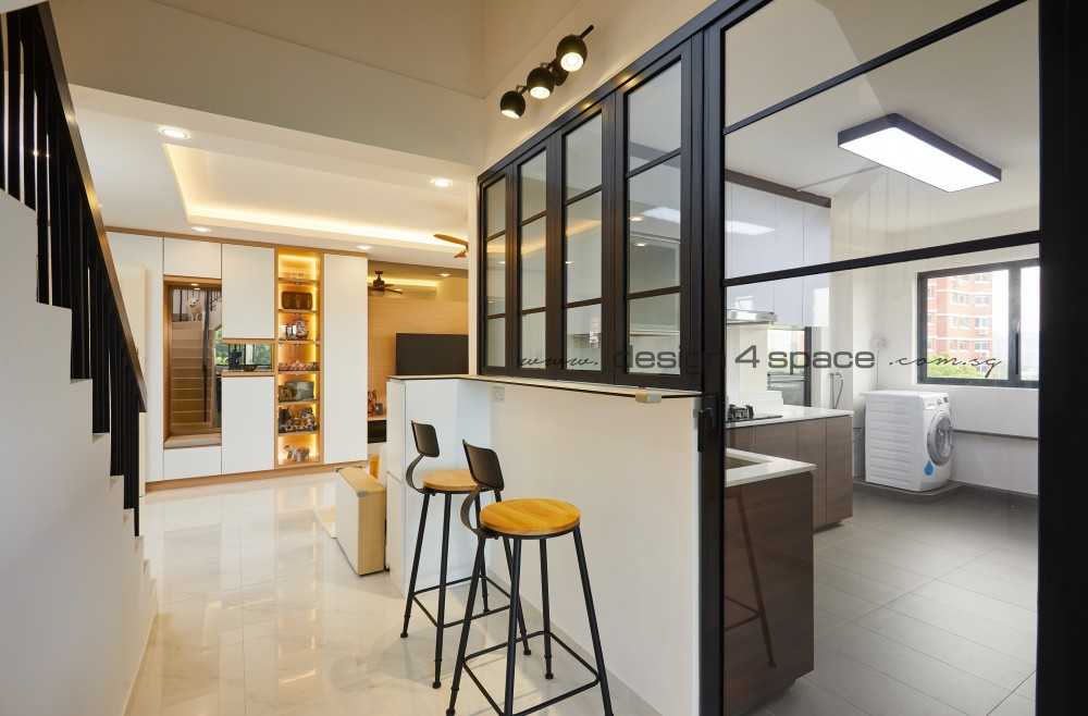 Contemporary Kitchen with Countertop and Homogeneous Tiles