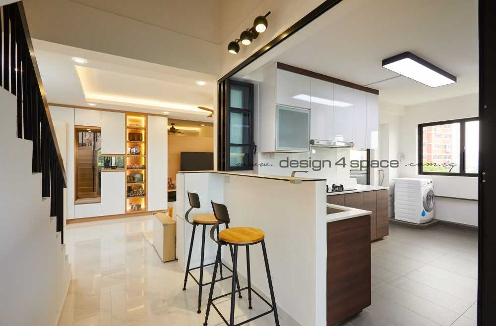 Contemporary Kitchen with Homogeneous Tiles and Kitchen Window