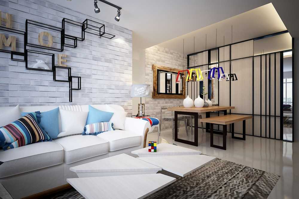 Contemporary Dining Room with Feature Wall and Cove Lighting