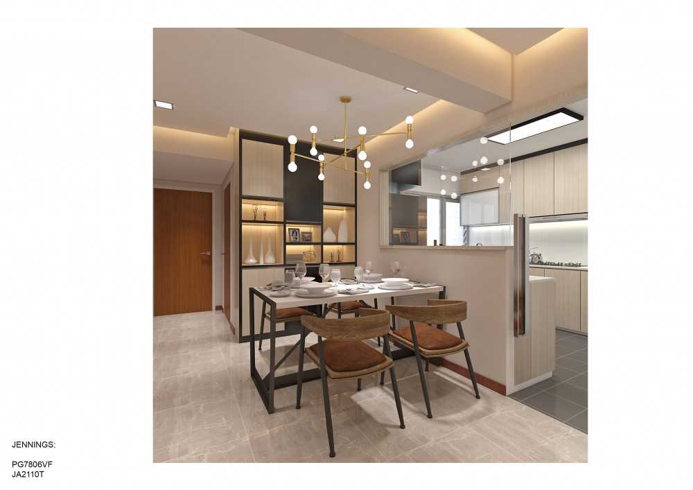 Contemporary Dining Room with Cove Lighting and Glass Door