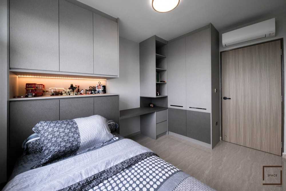 Contemporary Bedroom with Single Bed and Bed