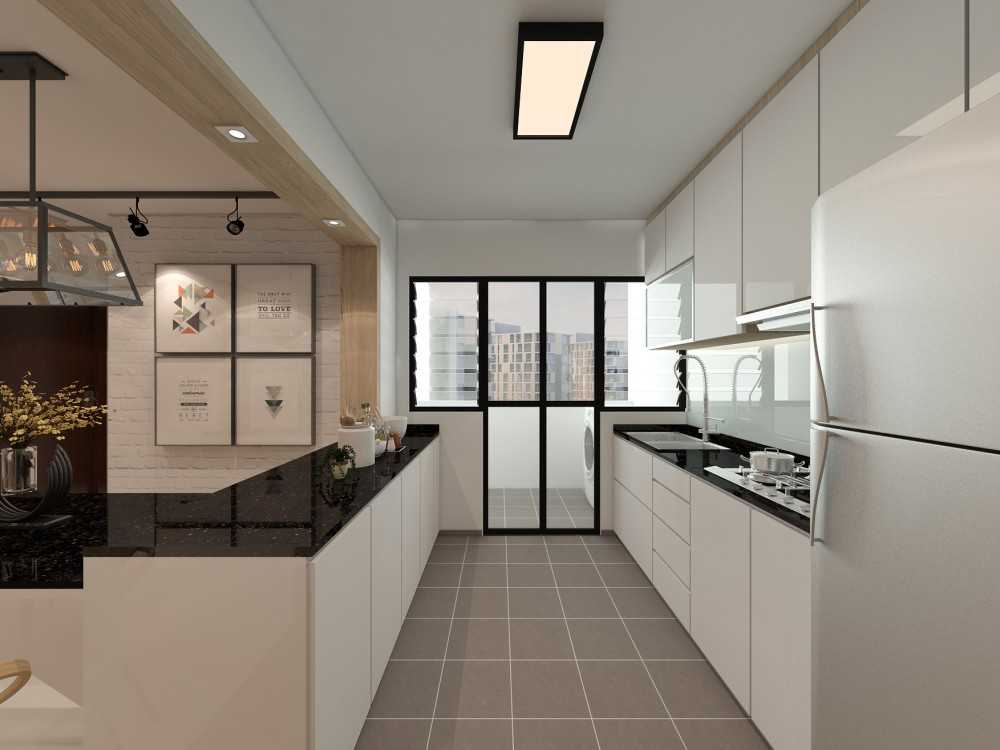 Scandinavian Kitchen with Countertop and Open Kitchen