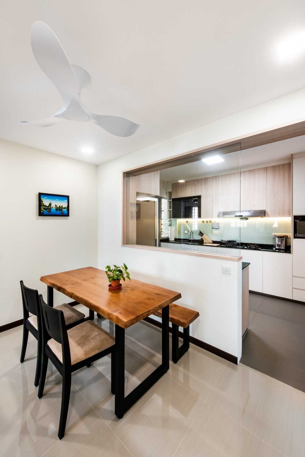 Contemporary Dining Room with Drop Light and Cove Lighting