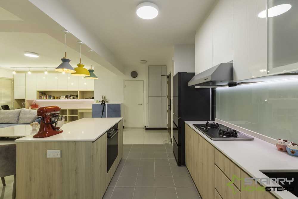 Scandinavian Kitchen with Countertop and Kitchen Island