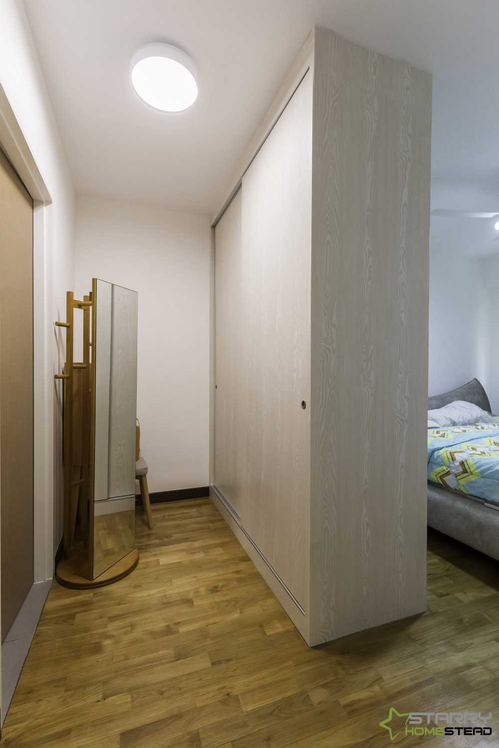 Scandinavian Bedroom with Mirror and Wardrobe