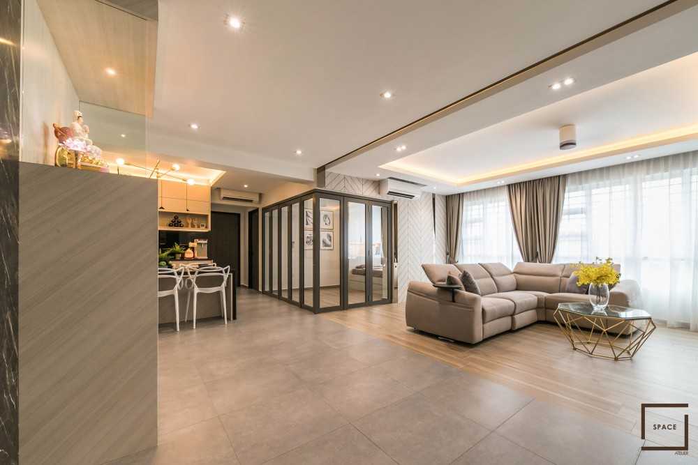 Contemporary Living Room with TV Console and Sofa