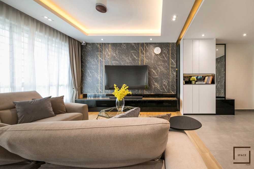 Contemporary Living Room with TV Console and Sofa