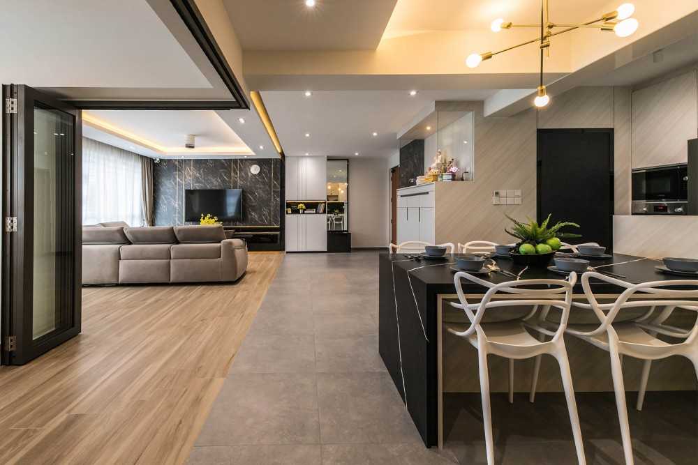 Contemporary Living Room with TV Console and Sofa