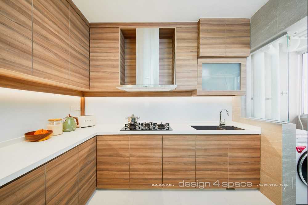 Modern Kitchen with Wood Flooring and Kitchen Window