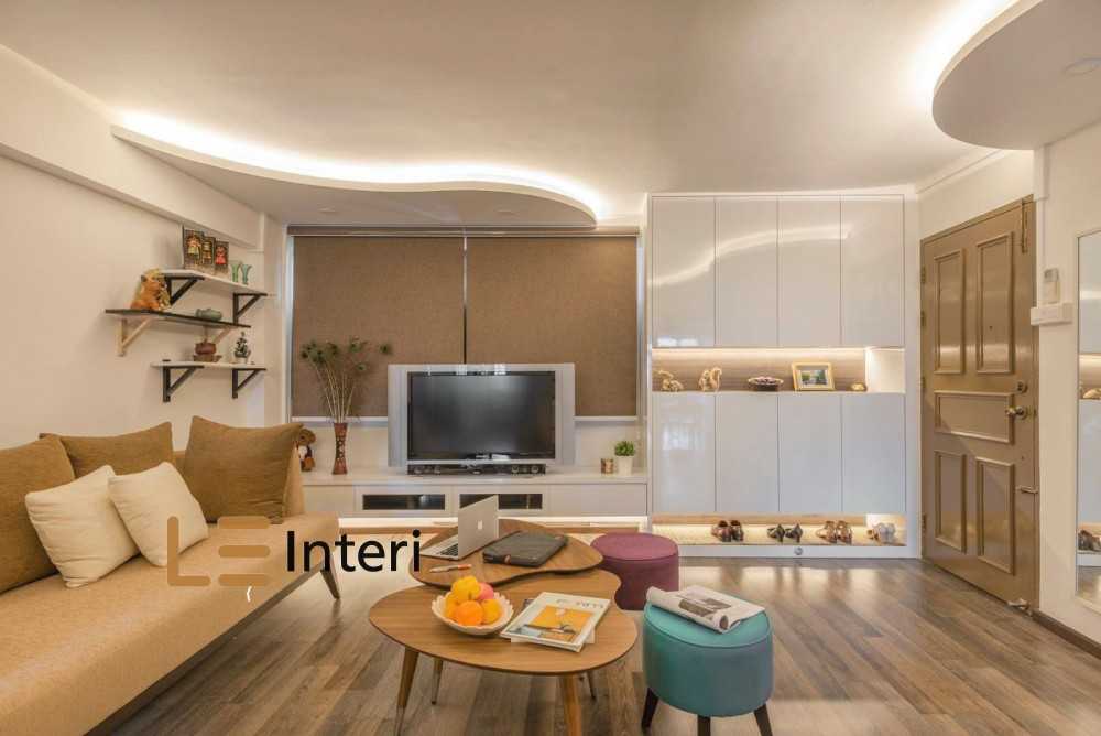 Contemporary Living Room with Vinyl Flooring and TV Console