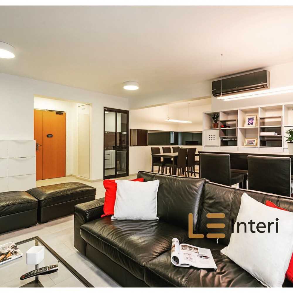 Contemporary Living Room with Bookshelf and Vinyl Flooring
