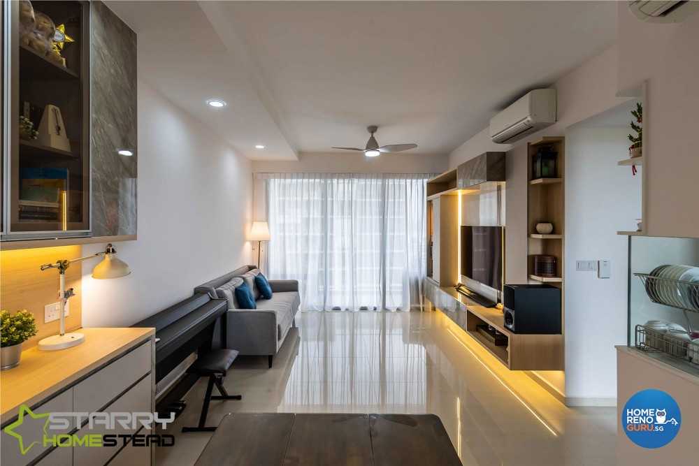 Scandinavian Living Room with TV Console and Sofa