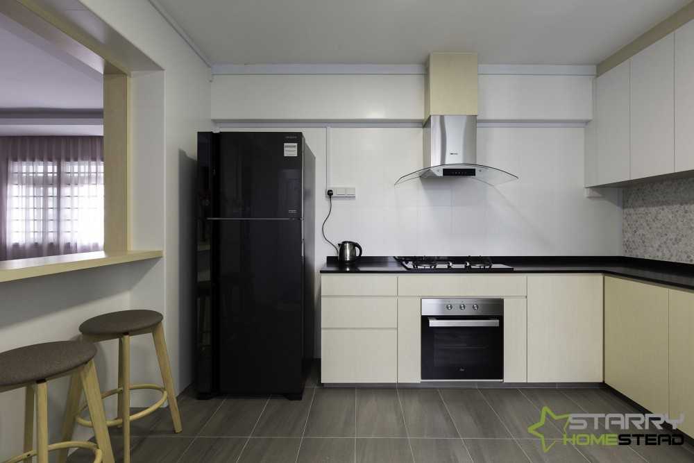 Scandinavian Kitchen with Countertop and Kitchen Cabinets