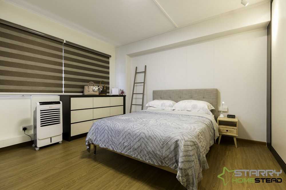 Scandinavian Bedroom with Bedside Table and Storage Cabinets