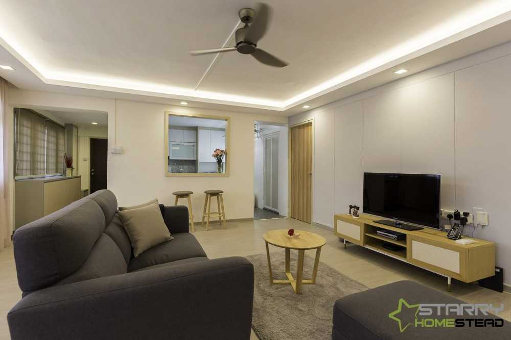 Scandinavian Living Room with TV Console and Sofa