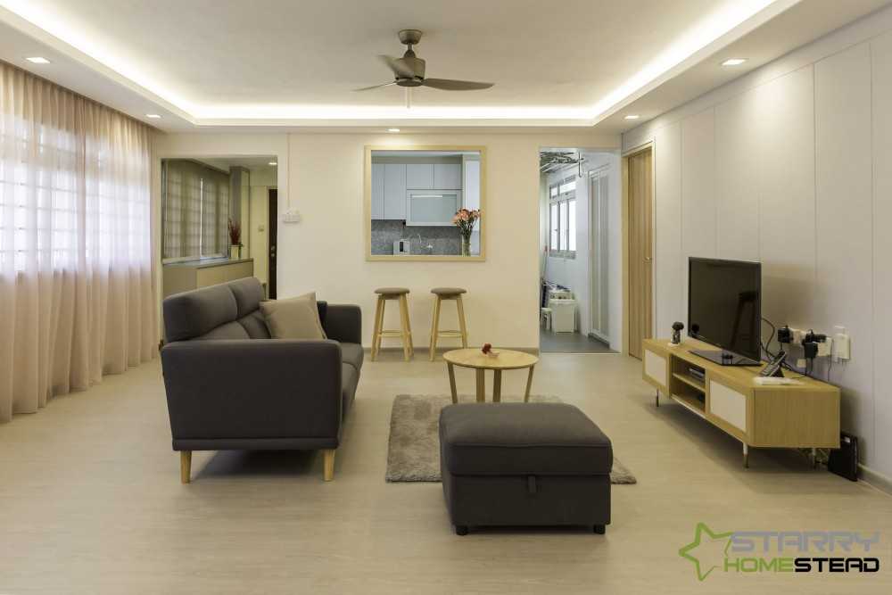 Scandinavian Living Room with TV Console and Sofa