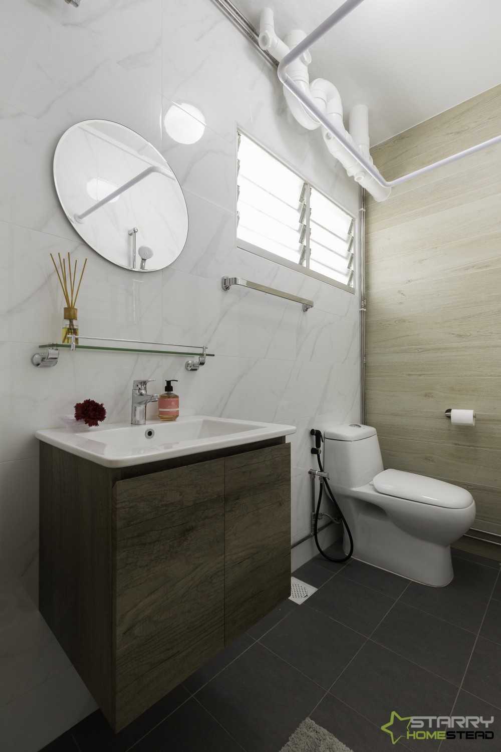 Scandinavian Bathroom with Mirror and Vanity Counter
