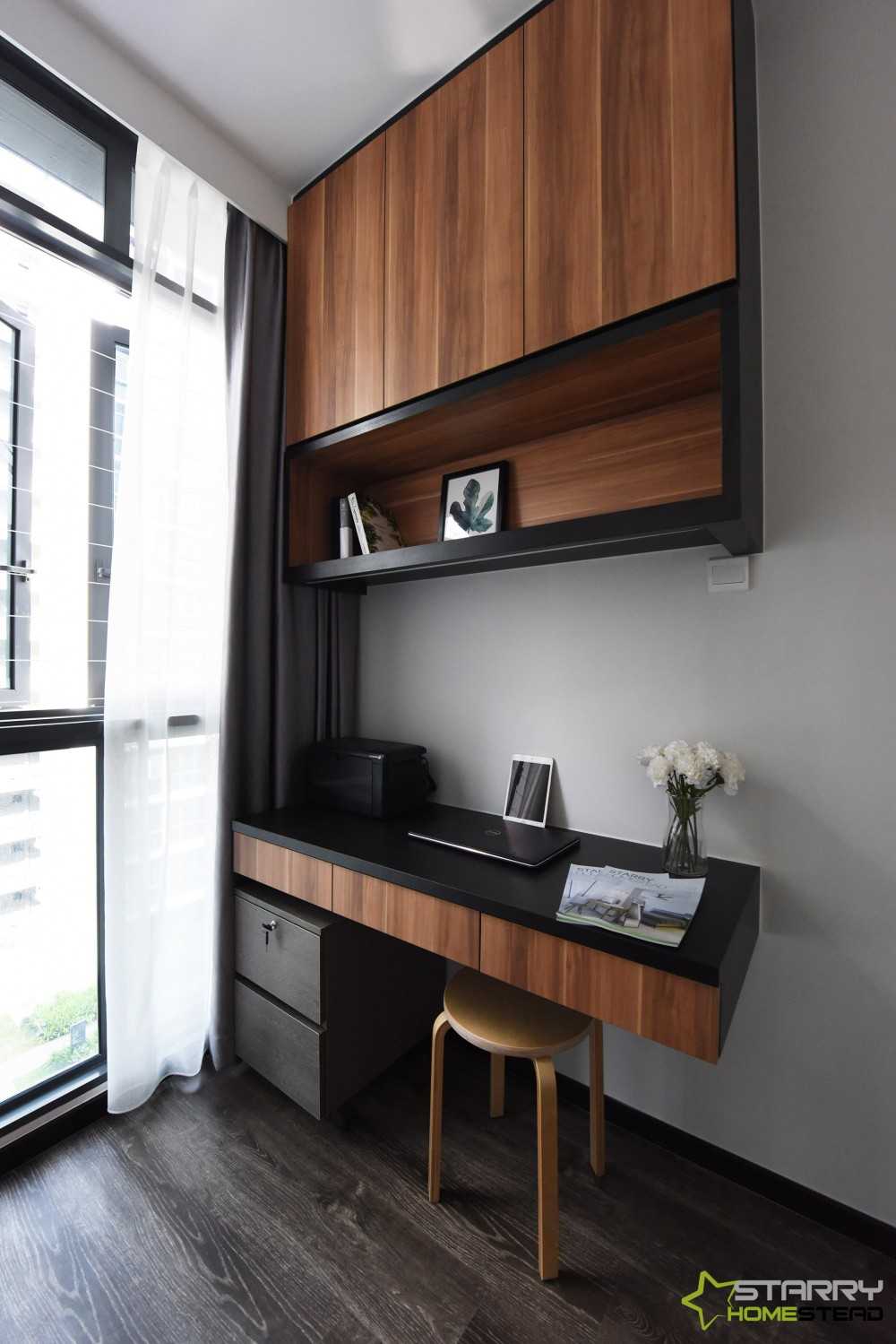 Modern Study with Drawer Units and Wall Shelves