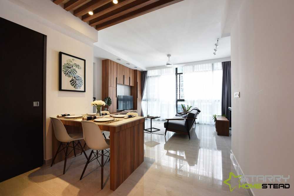 Modern Dining Room with Drop Light and Dining Table