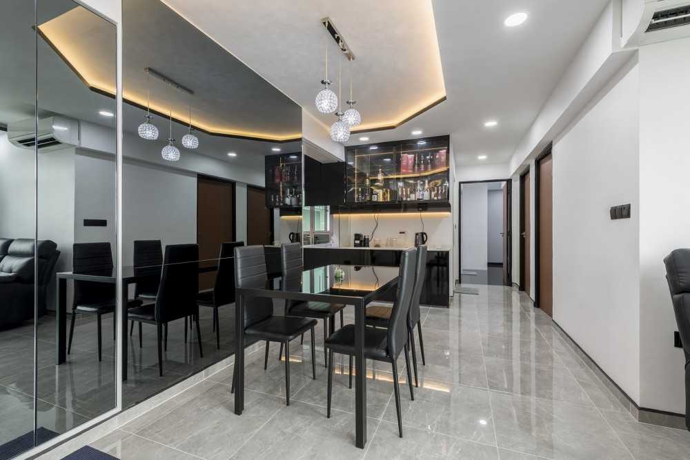 Modern Dining Room with Drop Light and Seating Bench