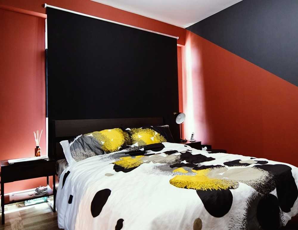 Transitional Bedroom with Platform Bed and Homogeneous Tiles