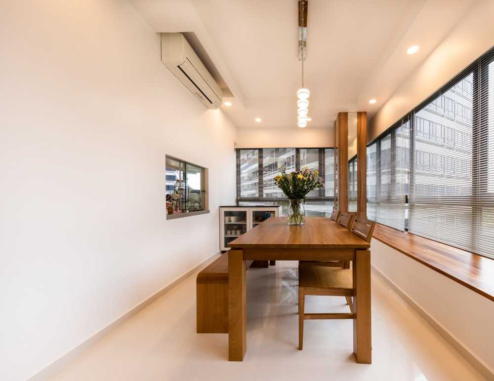 Contemporary Dining Room with Drop Ceiling and Ceiling Light