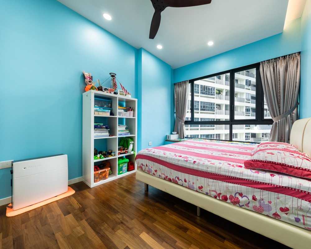 Contemporary Kids Room with Bookshelf and Children's Storage