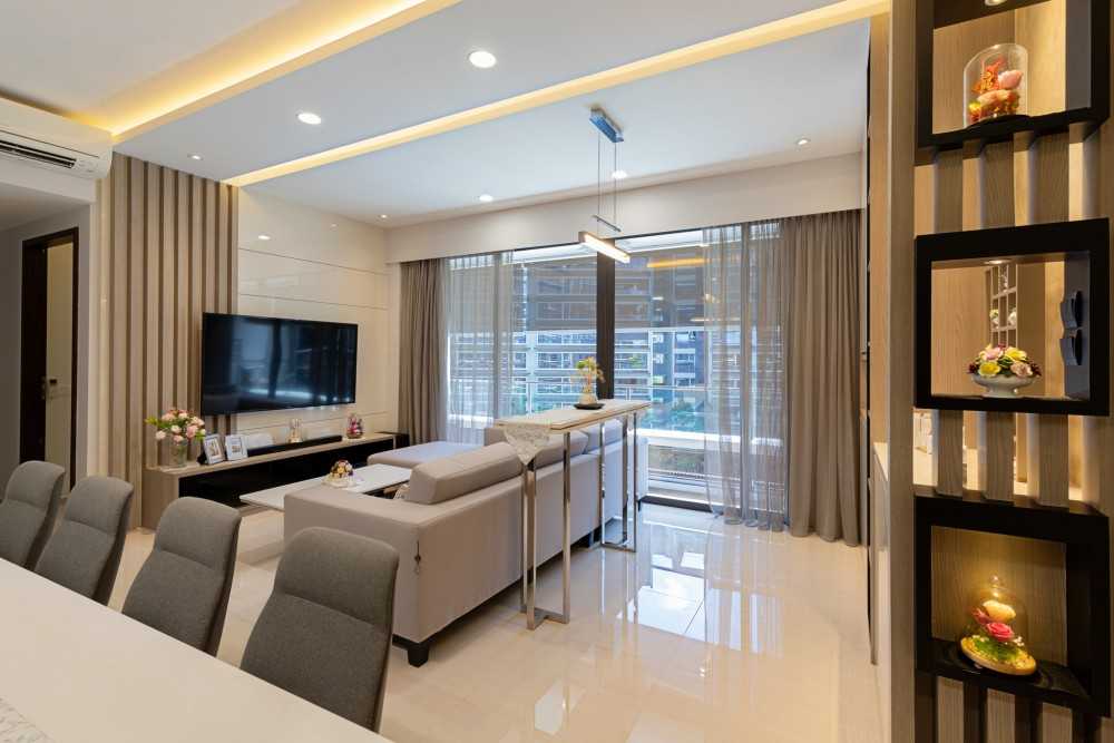 Contemporary Living Room with TV Console and TV