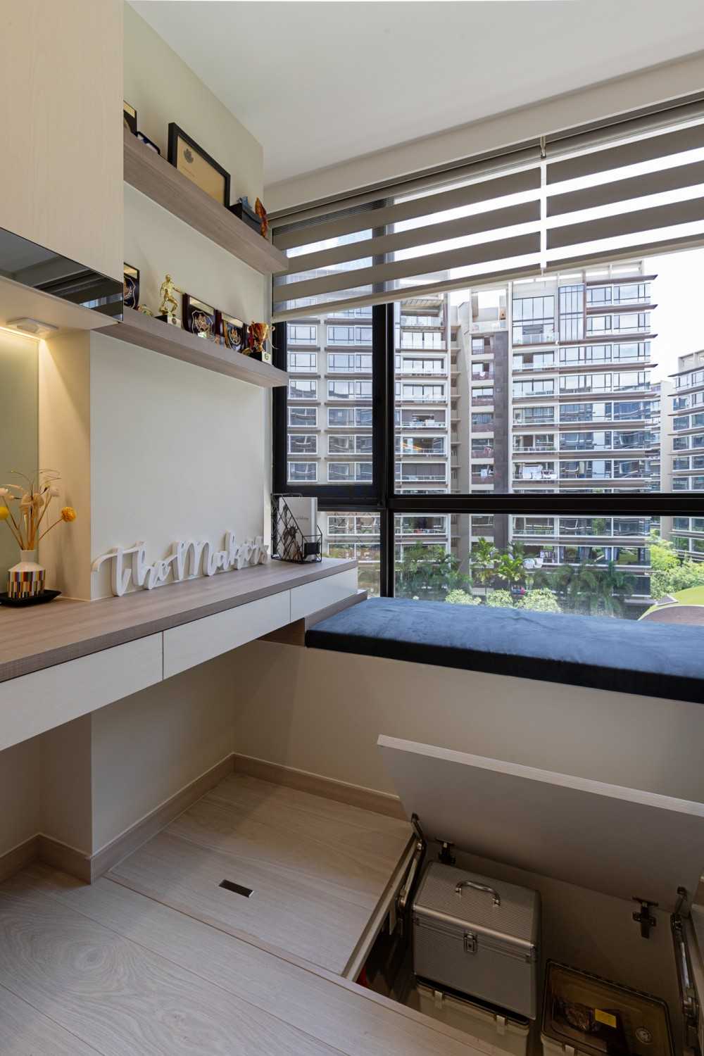 Contemporary Bedroom with Platform Bed and Storage Cabinets