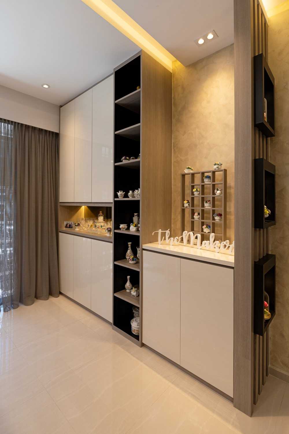 Contemporary Living Room with Storage Cabinets and Display Cabinets