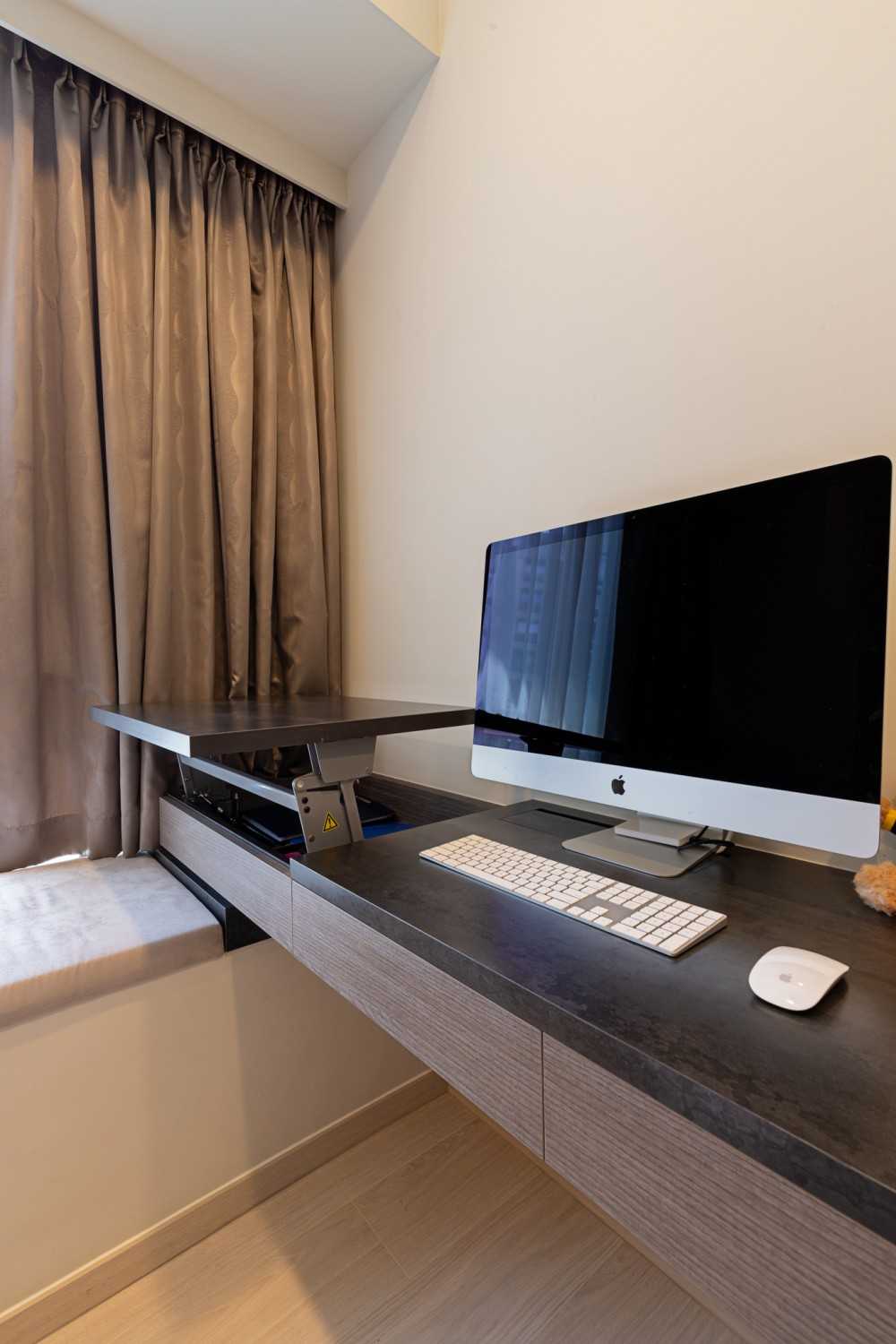 Contemporary Workstation with Desk and Storage Cabinets