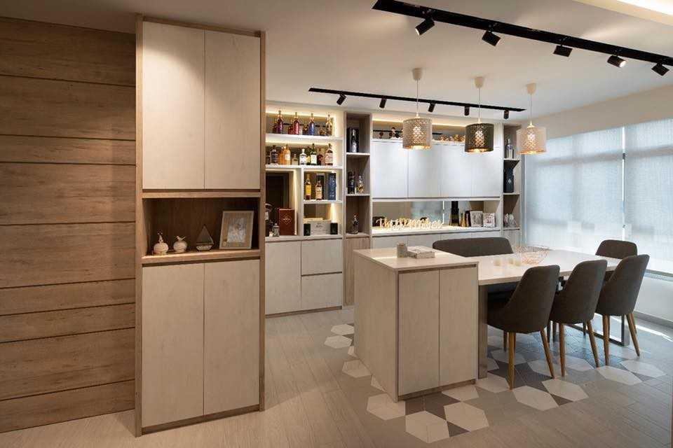 Scandinavian Dining Room with Dining Chairs and Tableware