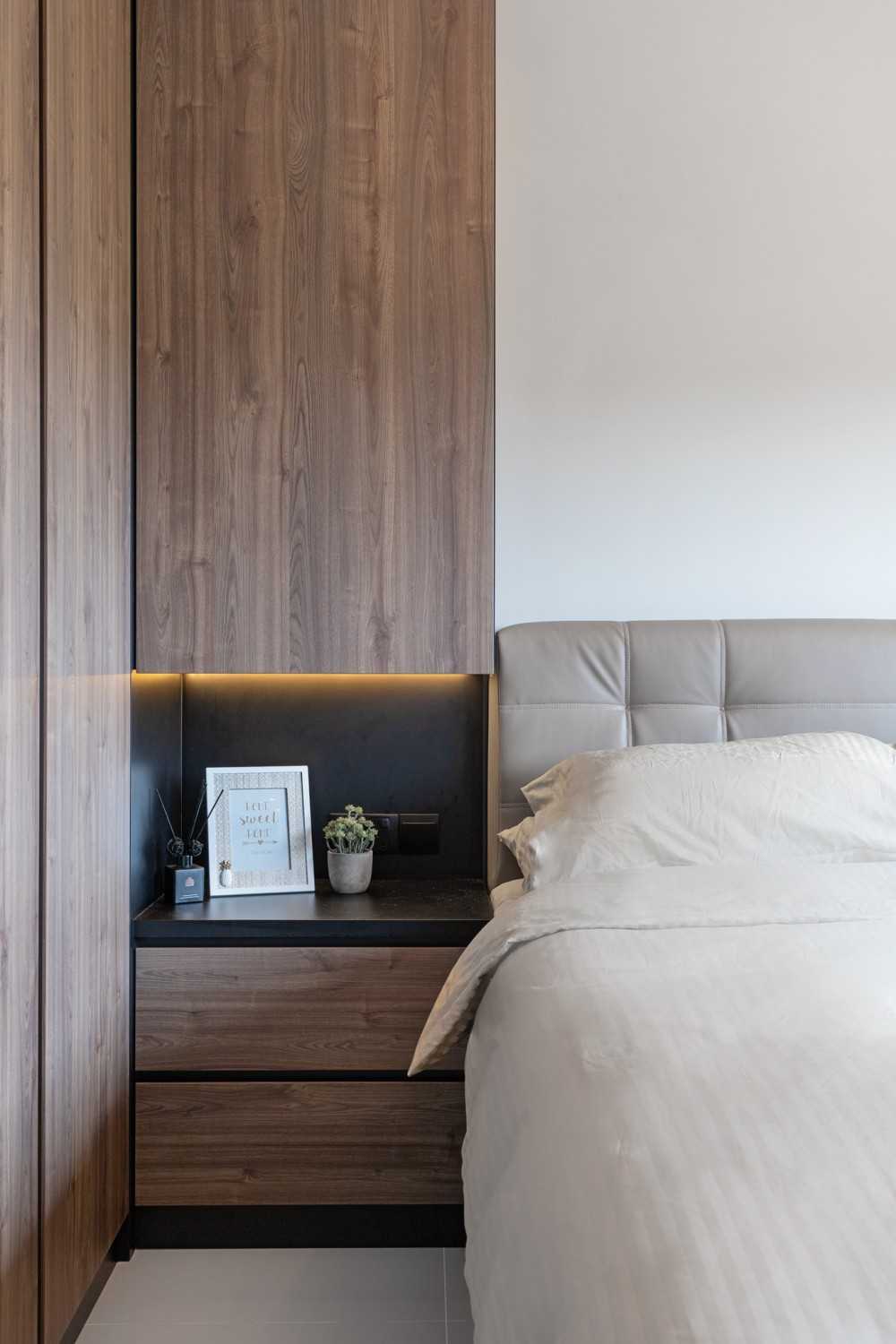 Modern Bedroom with Bedside Table and Bed