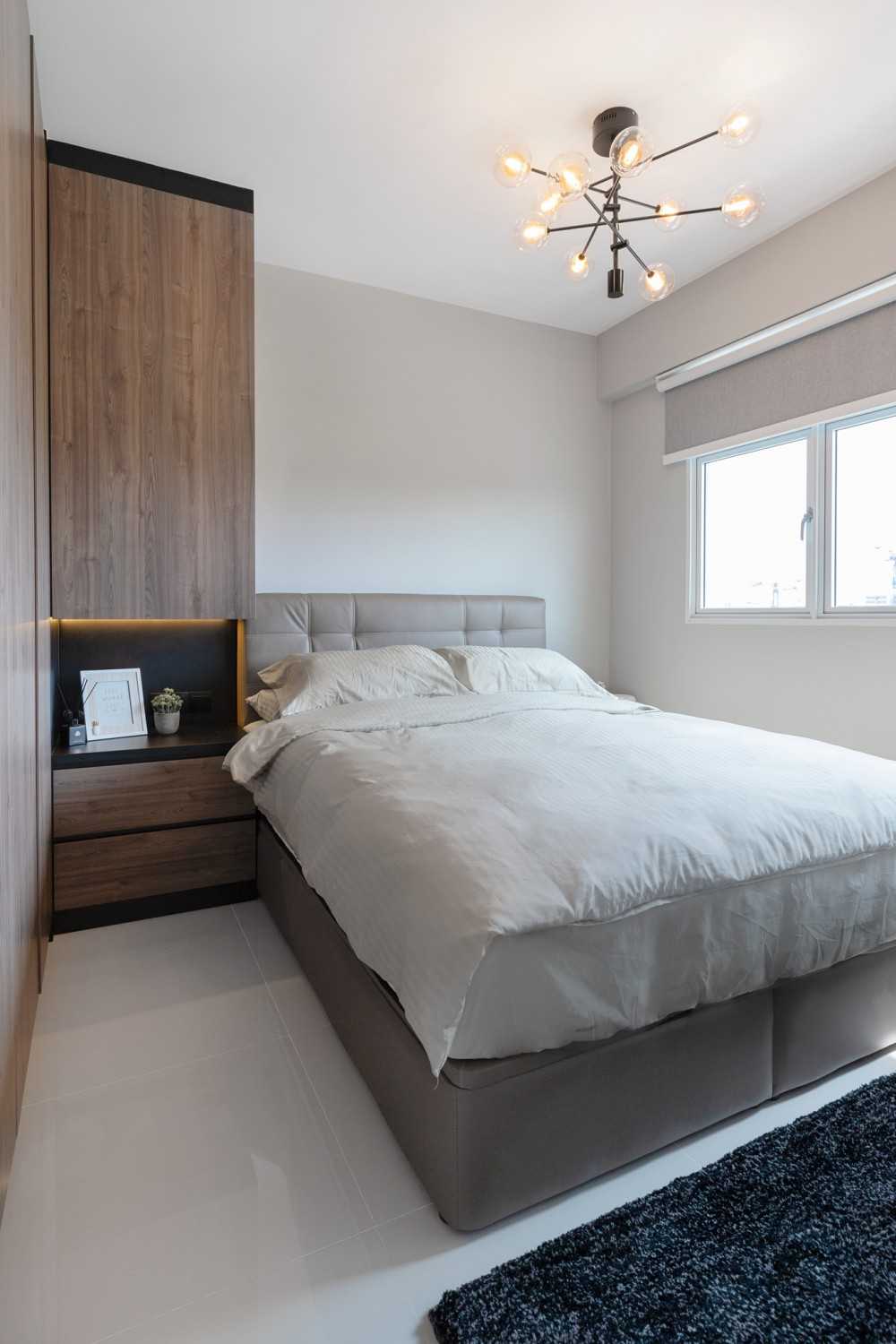 Modern Bedroom with Bed and Lighting