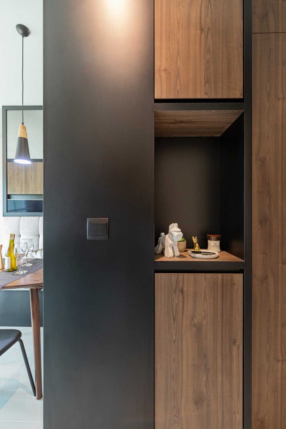 Modern Living Room with Storage Cabinets and Open Storage