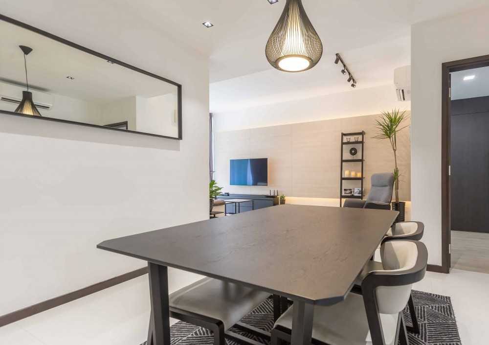 Minimalist Dining Room with Drop Light and Drop Ceiling